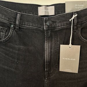 Everlane Women’s Distressed Black Jeans Stretch 33 Ankle High Rise Skinny NWT